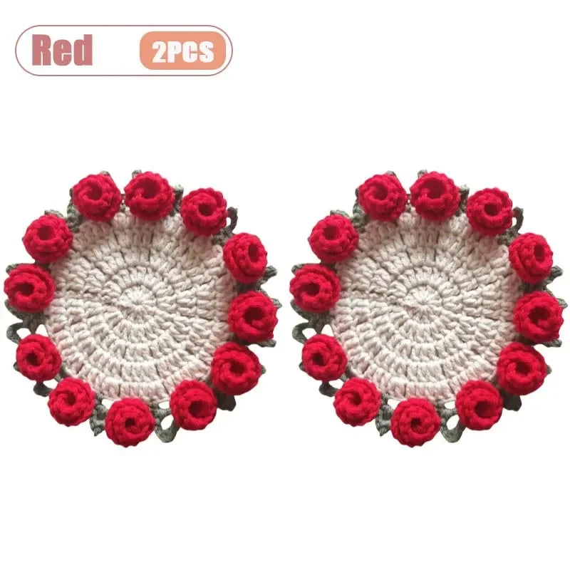 Elegant Handmade Crochet Flower Coasters Durable Heat Resistant Table Mats for Kitchen Dining Room Home and Holiday Decor