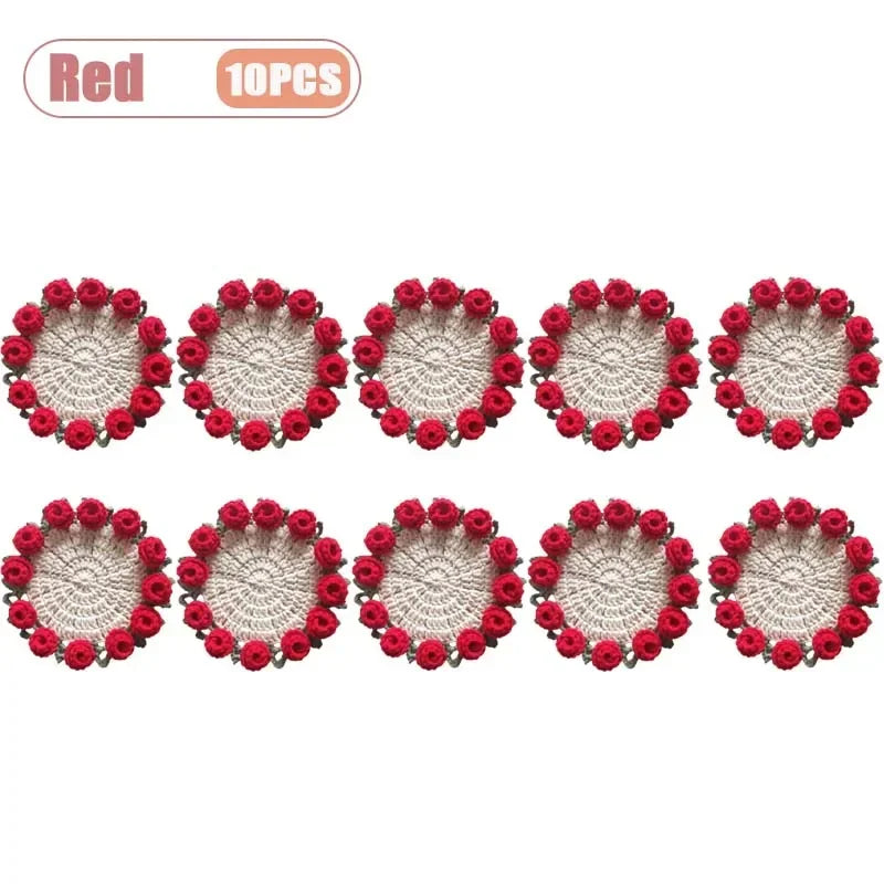 Elegant Handmade Crochet Flower Coasters Durable Heat Resistant Table Mats for Kitchen Dining Room Home and Holiday Decor