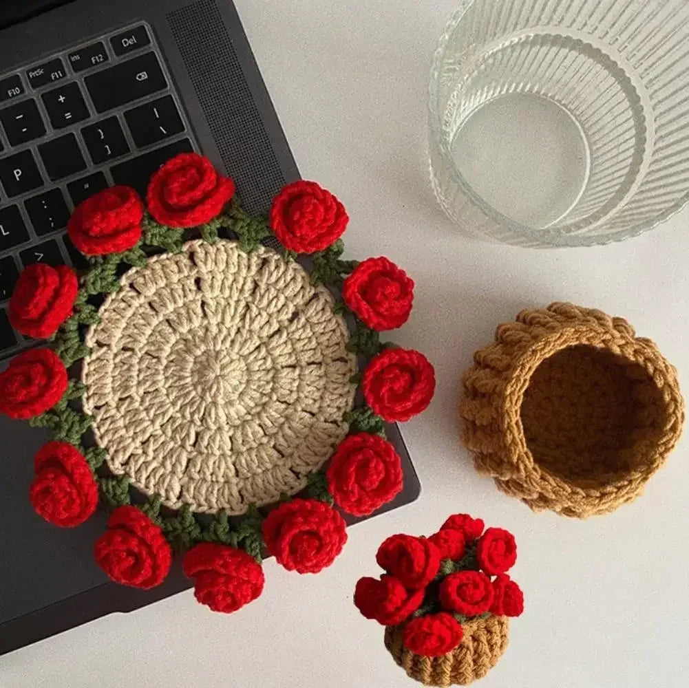 Elegant Handmade Crochet Flower Coasters Durable Heat Resistant Table Mats for Kitchen Dining Room Home and Holiday Decor