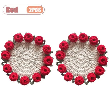 Elegant Handmade Crochet Flower Coasters Durable Heat Resistant Table Mats for Kitchen Dining Room Home and Holiday Decor
