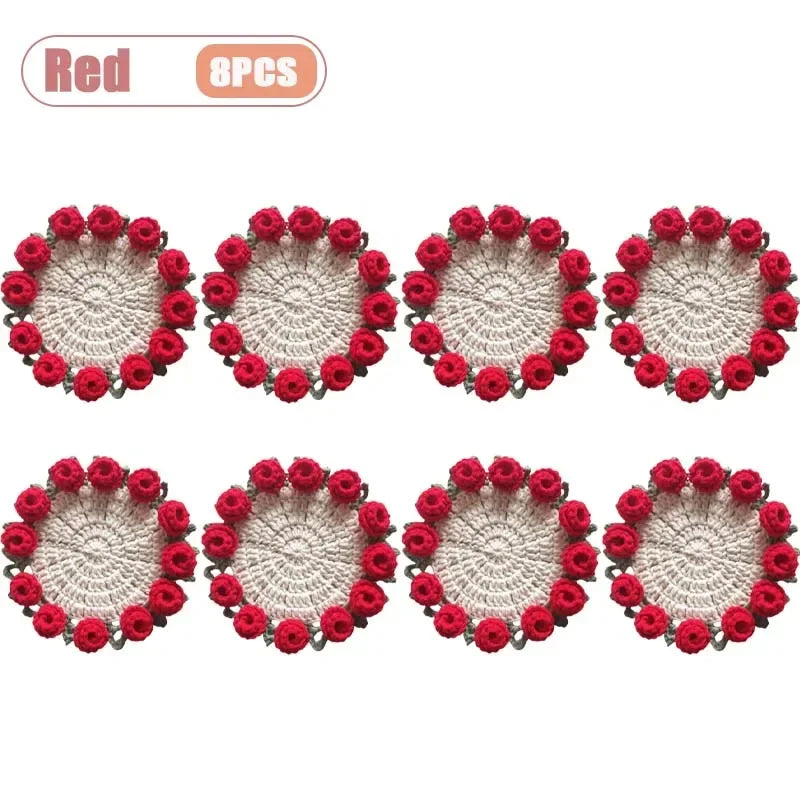 Elegant Handmade Crochet Flower Coasters Durable Heat Resistant Table Mats for Kitchen Dining Room Home and Holiday Decor