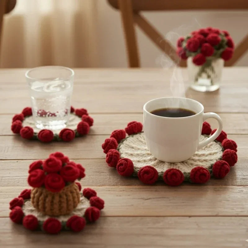 Elegant Handmade Crochet Flower Coasters Durable Heat Resistant Table Mats for Kitchen Dining Room Home and Holiday Decor