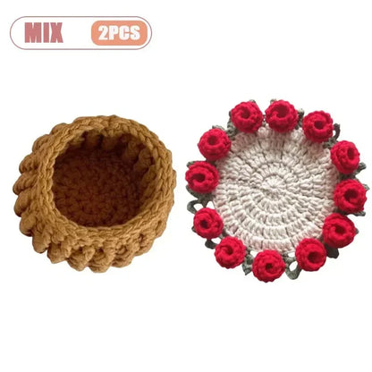 Elegant Handmade Crochet Flower Coasters Durable Heat Resistant Table Mats for Kitchen Dining Room Home and Holiday Decor
